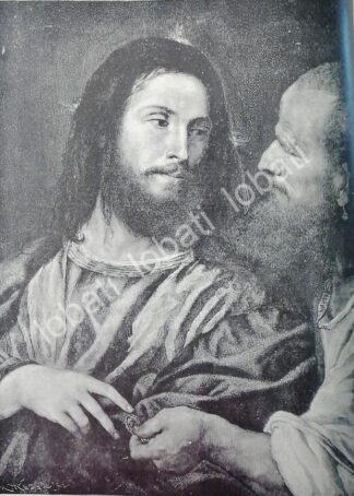 GRABADO ANTIGUO 1898 AL CESAR LO QUE ES DEL CESAR. DE TICIANO. /RLG ARTE SACRO