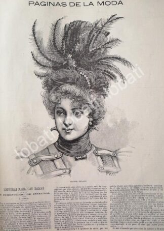GRABADO ANTIGUO MODAS DE 1898 CAPOTA Y VESTIDOS