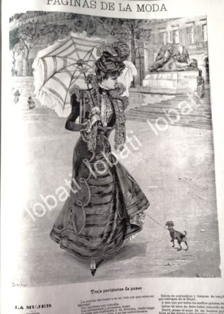GRABADO ANTIGUO MODAS DE 1898 TRAJE PARISIENSE & MAS