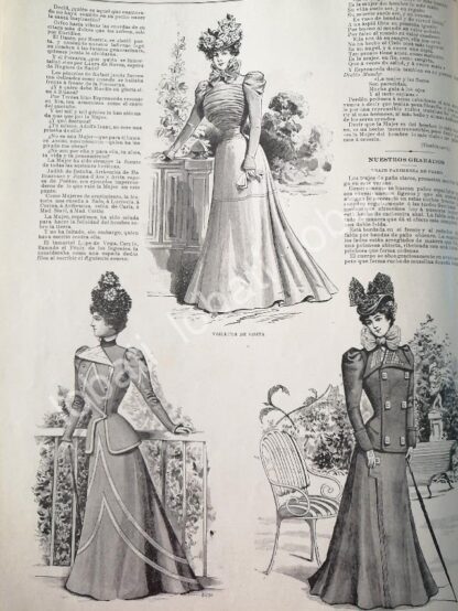 GRABADO ANTIGUO MODAS DE 1898 TRAJE PARISIENSE & MAS - Image 2
