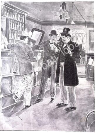 GRABADO ANTIGUO 1898 DE: JULIO RUELAS. CANTINA , ARTE COSTUMBRISTA