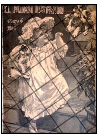 PORTADA ANTIGUA ARTISTICA 1906 NIÑA CON SU PERRO