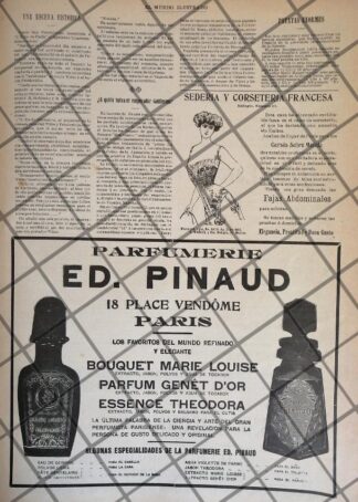 CARTEL PUBLICITARIO ANTIGUO PERFUMES ED PINAUD 1906 Y MAS