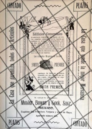 CARTEL ANTIGUO MAQUINA DE ESCRIBIR SMITH PREMIER 1906