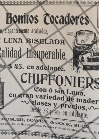 CARTEL PUBLICITARIO ANTIGUO TIENDA MOSLER BOWEN 1906 /7