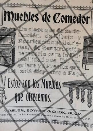 CARTEL PUBLICITARIO ANTIGUO TIENDA MOSLER BOWEN 1906 /10