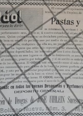 CARTEL PUBLICITARIO FARMACIA BOTICA. JOSE UIHLEIN 1906 ODOL