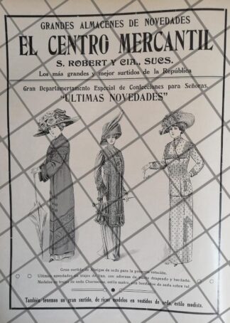 CARTEL PUBLICITARIO RETRO TIENDA CENTRO MERCANTIL 1911 -42