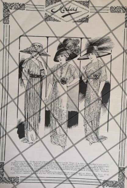 COLECCION DE 20 GRABADOS ANTIGUOS 1911 VESTIDOS Y MODAS - Image 3