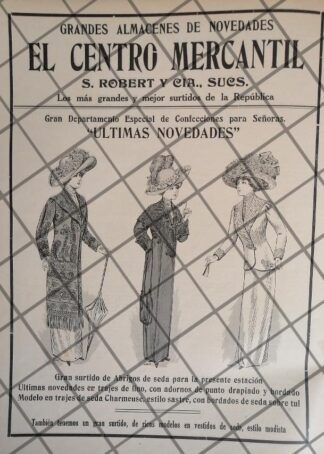 CARTEL PUBLICITARIO RETRO TIENDA CENTRO MERCANTIL 1911 -43