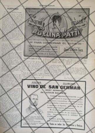 CARTEL PUBLICITARIO ANTIGUA 1911 ADELINA PATTI Y OTROS /4