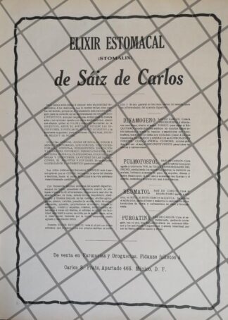 CARTEL PUBLICITARIO ANTIGUO TONICO SAIZ DE CARLOS 1911 /3