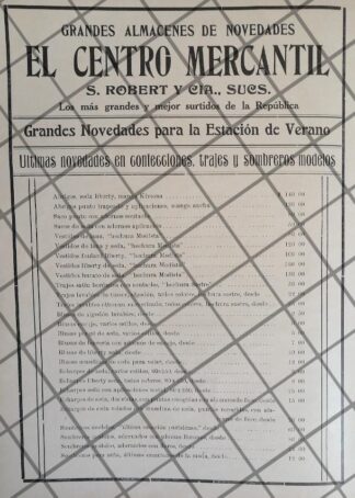 CARTEL ANTIGUO TIENDA EL CENTRO MERCANTIL 1911 -38