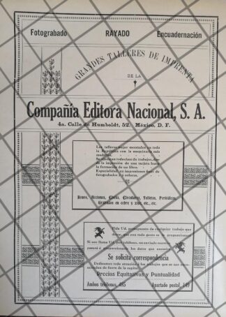 CARTEL ANTIGUO IMPRENTA CIA EDITORA NACIONAL S.A 1911 RARO