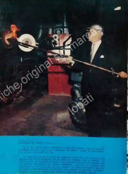 CARTEL ANTIGUO ORIGINAL DE REPORTAJE FUNDIDORA MONTERREY Y CARLOS PRIETO 1968 - Image 2