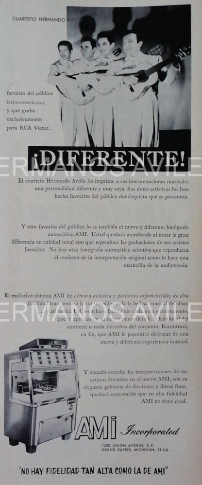 CARTEL ANTIGUO ORIGINAL DE SERIE COMPLETA 37 AFICHES ROCKOLAS AMI Y ARTISTAS FAMOSOS 1953-56 - Image 11