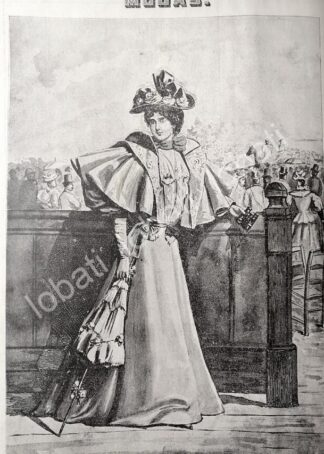 GRABADO ANTIGUO 1895 TRAJE PARA CAMPO / MODAS ANTIGUAS
