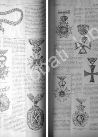 CARTEL ANTIGUO ORIGINAL DE MEDALLAS DE ORDENES HONORIFICAS DEL MUNDO 1895
