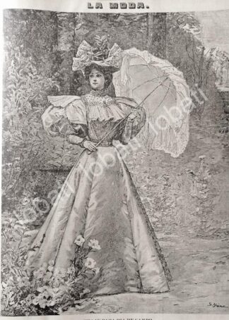 GRABADO ANTIGUO MODAS TRAJE DE CAMPO, DIBUJO DE GILBERTO IRIARTE / 11