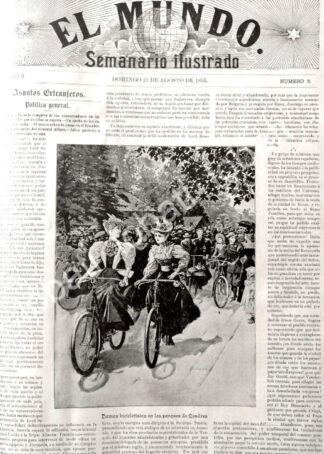 PORTADA ANTIGUA ORIGINAL  1895 NOTICIAS DE EPOCA Y DAMAS CICLISTAS LONDRES