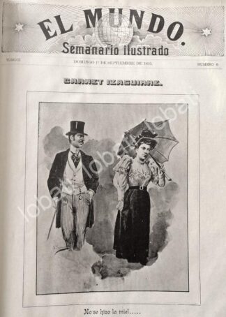 PORTADA ANTIGUA ORIGINAL  1895 GRABADO DE LEANDRO IZAGUIRRE /ARTE