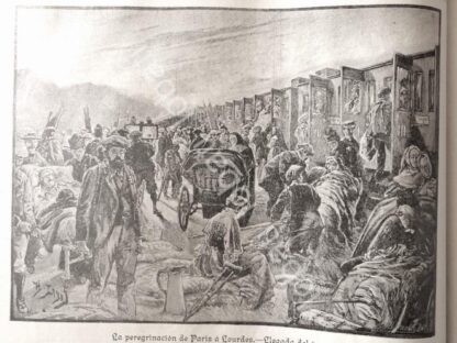 CARTEL ANTIGUO ORIGINAL DE PEREGRINACION A LOURDES EN FRANCIA 1895 /RLG ARTE SACRO - Image 2