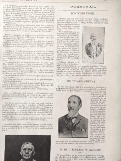 CARTEL ANTIGUO ORIGINAL DE MUERE HUGO FINCK 1895 & NOTA SOBRE HILARIO CUEVAS/ EPS - Image 2