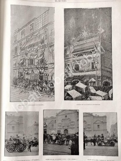 CARTEL ANTIGUO ORIGINAL DE DESFILE DE LAS FIESTAS PATRIAS D.F, DIBUJO DE CARLOS ALCALDE 1895 - Image 2