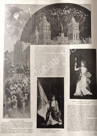 CARTEL ANTIGUO ORIGINAL DE DESFILE DE LAS FIESTAS PATRIAS D.F, DIBUJO DE CARLOS ALCALDE 1895