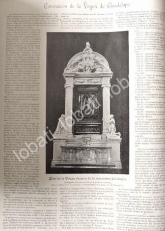 CARTEL ANTIGUO ORIGINAL DE ALTAR DE LA BASILICA 1895 CORONACION DE LA VIRGEN / RLG