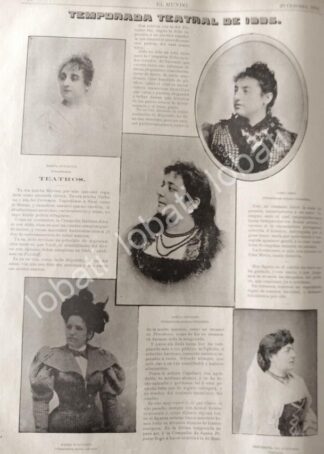 CARTEL ANTIGUO ORIGINAL DE TEMPORADA TEATRAL, CIA. ITALIANA EN MEXICO 1895 / FEP