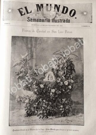 PORTADA ANTIGUA ORIGINAL  1895 NIÑO DE LA FAMILIA MEADE. S.L.P FIESTA FLORAL / ASM
