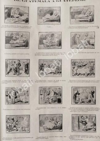 CARTEL ANTIGUO ORIGINAL DE TIRA COMICA ANTIGUA 1895 DE GUATEMALA A GUATEPEOR