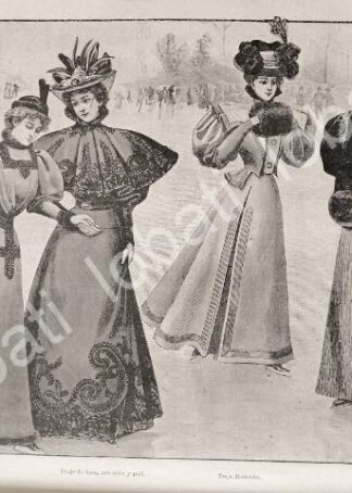 GRABADO ANTIGUO VESTIDOS DE MODA EN 1895 /21
