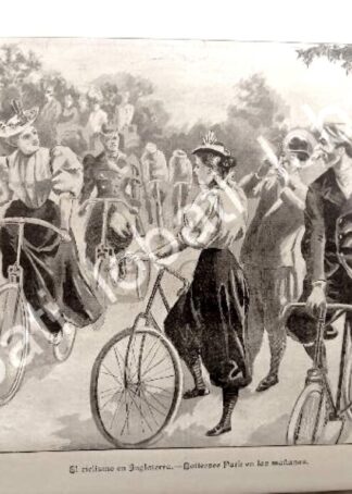 GRABADO ANTIGUO 1895 EL CICLISMO EN INGLATERRA /22