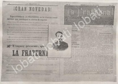 CARTEL ANTIGUO ORIGINAL DE BANCOS, ASEGURADORA LA FRATERNAL 1895 / SUPER RARO