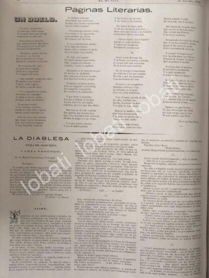 CARTEL ANTIGUO ORIGINAL DE PORTADA Y NOTICIA ANTIGUA 1895 JURADO DEL DUELO VERASTEGUI ROMERO - Image 3
