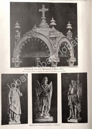 GRABADO ANTIGUO 1895 NUEVO BALDAQUINO DE ALTAR DE LA VIRGEN / RLG