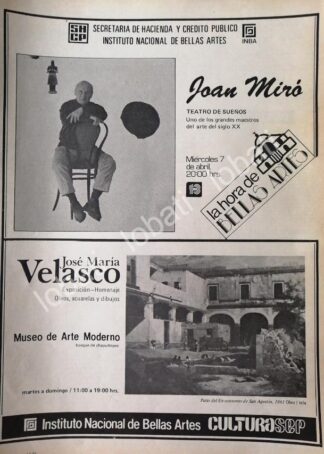 CARTEL ANTIGUO ORIGINAL DE INBA. EXPOSICION DE JOAN MIRO & JOSE MARIA VELASCO 81