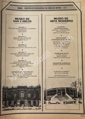 CARTEL ANTIGUO ORIGINAL DE INBA. EXPOSICIONES MUSEO SAN CARLOS Y ARTE MODERNO 1978