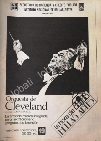 CARTEL ANTIGUO ORIGINAL DE INBA. LORIN MAAZEL Y LA ORQUESTA DE CLEVELAND 1981 / RARO