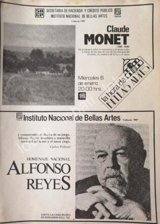 CARTEL ANTIGUO ORIGINAL DE INBA. HOMENAJE NACIONAL A ALFONSO REYES 1982 Y MAS