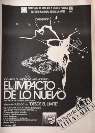 CARTEL ANTIGUO ORIGINAL DE INBA. EL IMPACTO DE LO NUEVO DE ROBERT HUGHES 1981 Y OTROS