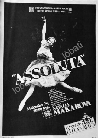 CARTEL ANTIGUO ORIGINAL DE INBA PRESENTA. ASSOLUTA. Y NATALIA MAKAROVA 1981