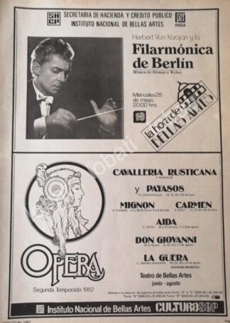 CARTEL ANTIGUO ORIGINAL DE INBA PRESENTA. CLAUDE MONET Y TEMPORADA DE OPERA 1982