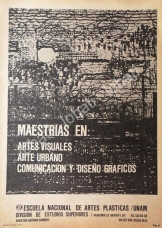 CARTEL ANTIGUO ORIGINAL DE MAESTRIAS. ESCUELA NACIONAL DE ARTES PLASTICAS UNAM 1978 /19