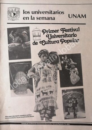 CARTEL ANTIGUO ORIGINAL DE 1ER FESTIVAL UNIVERSITARIO DE CULTURA POPULAR UNAM 1982 /17