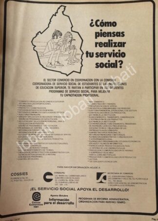 CARTEL ANTIGUO ORIGINAL DE AFICHE DEL GOBIERNO 1981 EL SERVICIO SOCIAL /30
