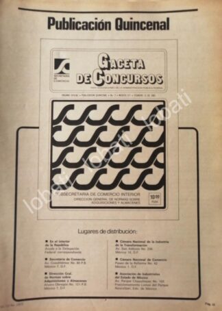 CARTEL ANTIGUO ORIGINAL DE SECRETARIA DE COMERCIO 1981 GACETA DE CONCURSOS /27
