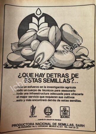 CARTEL ANTIGUO ORIGINAL DE PRODUCTORA NACIONAL DE SEMILLAS SARH 1980 /16
